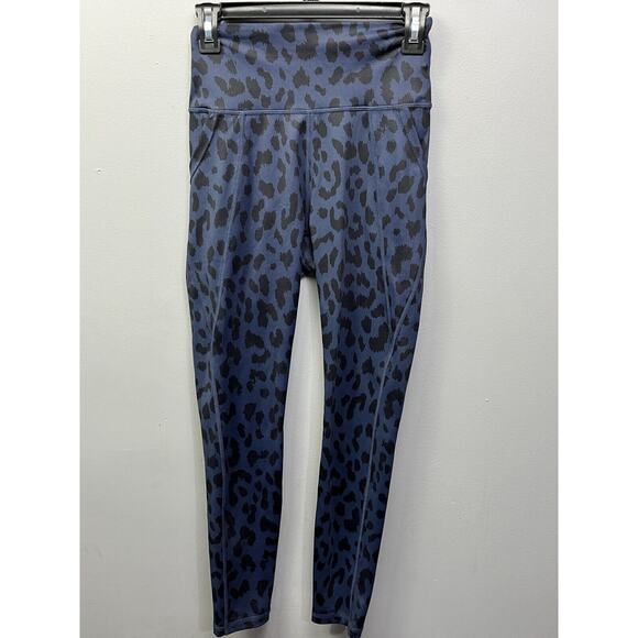 All Fenix Leggings Womens medium 7/8‎ Cheetah Blue Black Anthropologie Stretch - Picture 1 of 8